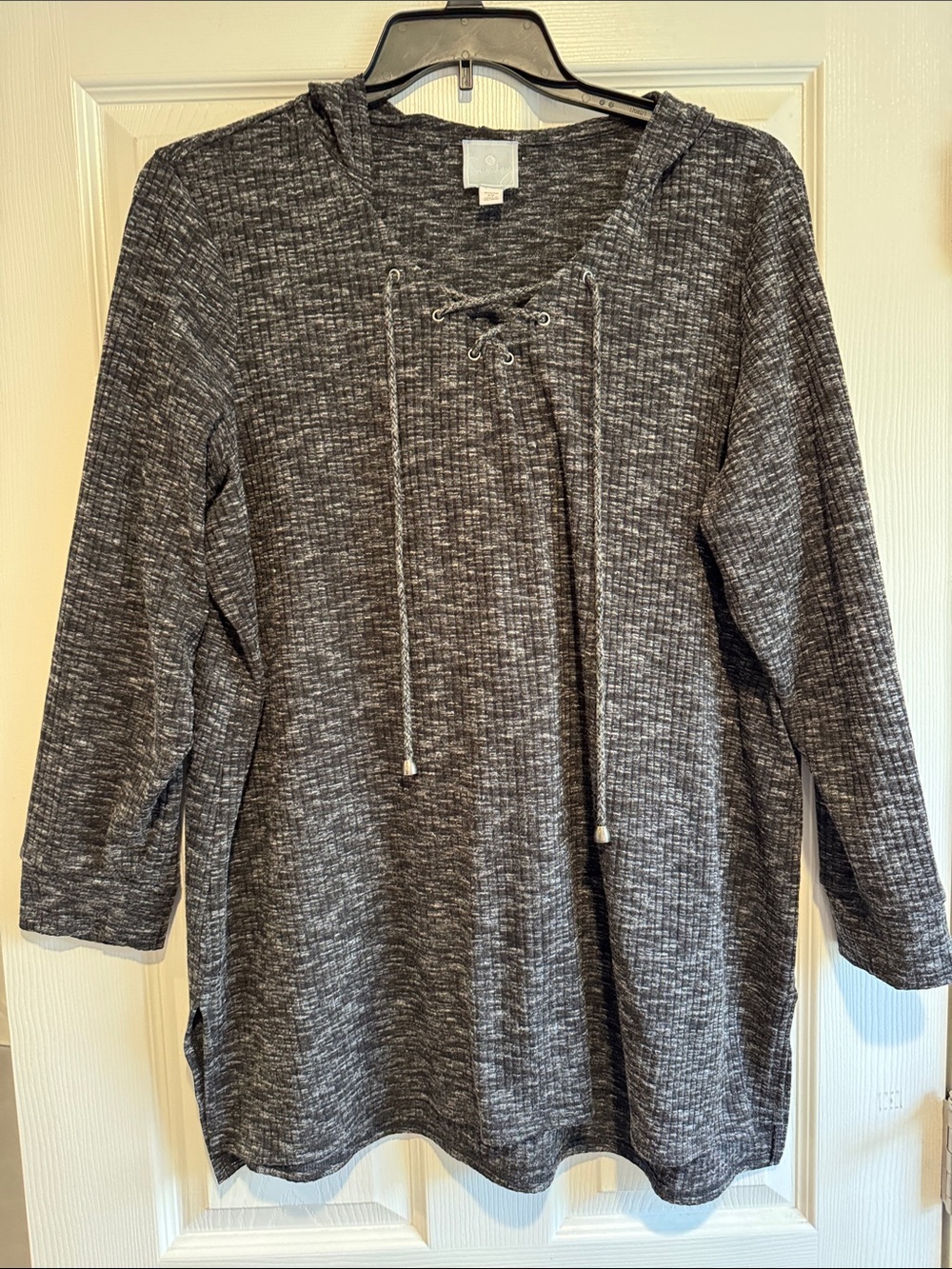 Sunday Lace-Up Hooded Tunic - Charcoal Heather